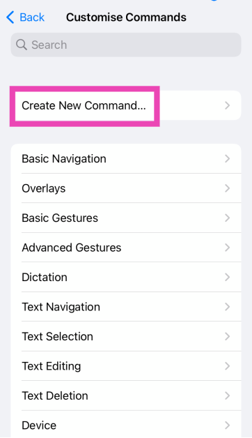 Step 5: Tap on Create New Command.