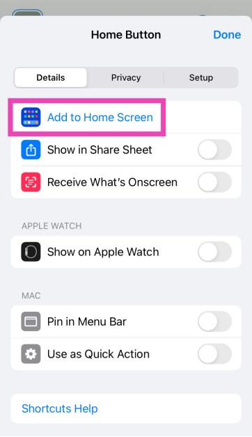 Step 7: Select Add to Home Screen.