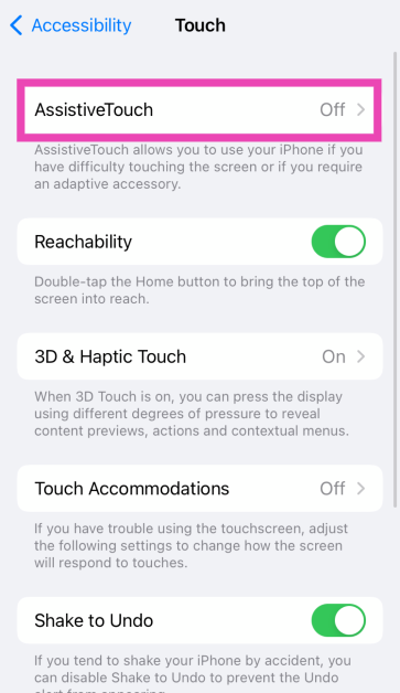 Step 4: Select AssistiveTouch.
