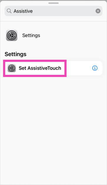 Step 4: Search for Assistive Touch and select Set Assistive Touch.