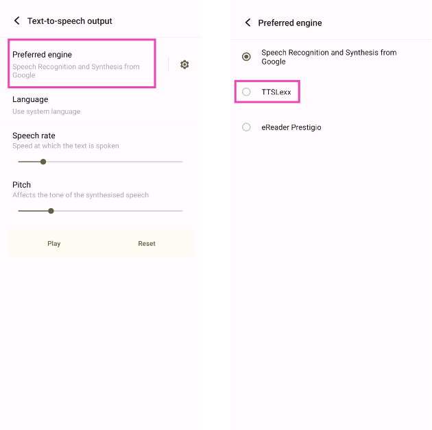 Step 4: Tap on Preferred Engine and select TTSLexx. Save the changes.