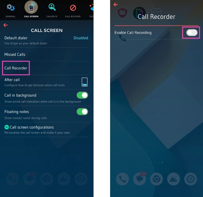 Step 5: Turn on the toggle switch for Enable Call Recording. Top 7 Ways to Record Calls Without Warning or Announcement on Android