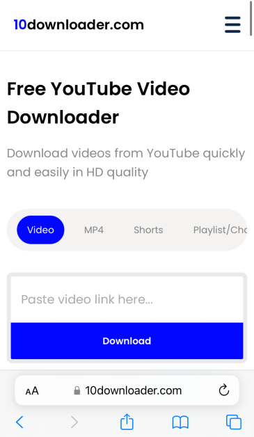 Step 1: Launch Safari and go to https://10downloader.com/en/120.