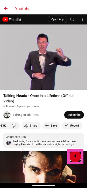 Step 4: Open the video and tap the red download button.