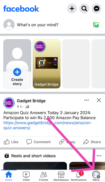 Step 2: Hit the Menu icon at the bottom right corner of the screen.