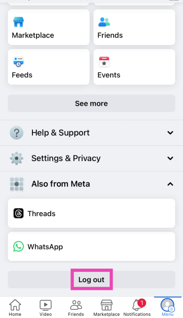 Step 3: Scroll down and select Log Out.