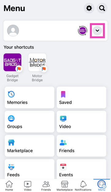 Step 3: Tap the arrow icon next to your profile name.