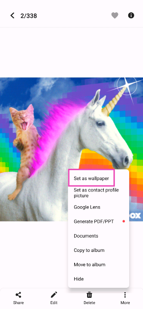 Step 3: Hit the ellipses at the bottom right corner of the screen and select Set as Wallpaper.