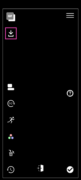 Step 3: Hit the arrow icon to import the GIF from your device’s storage into the app.