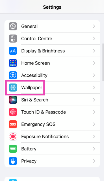 Step 5: Now, go to Settings and select Wallpaper.