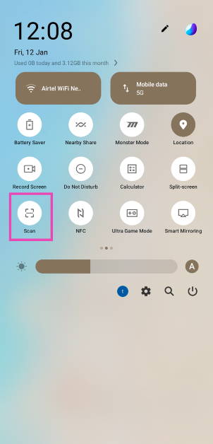 Step 2: Tap the ‘Scan’ tile. On some phones, this tile may be called ‘QR Scan’.
