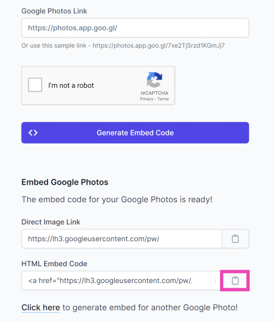 Step 7: Copy the embed code.