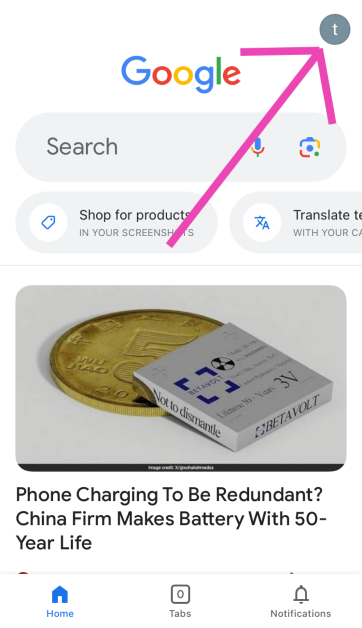 Step 2: Launch the app and hit the profile icon at the top right corner of the screen.