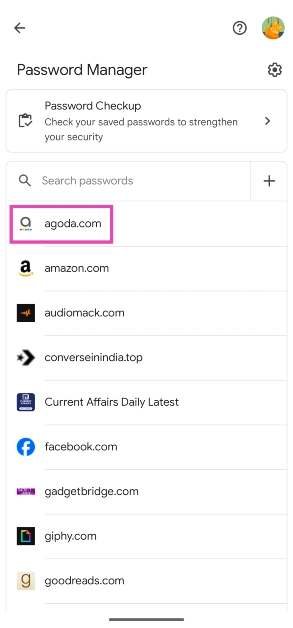 Step 5: Tap the app/website whose password you want to know.