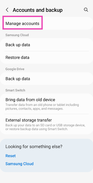 Step 2: Tap on Manage accounts.