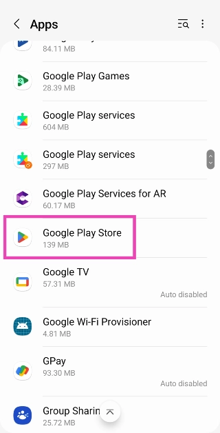 Step 2: Tap on Google Play Store.