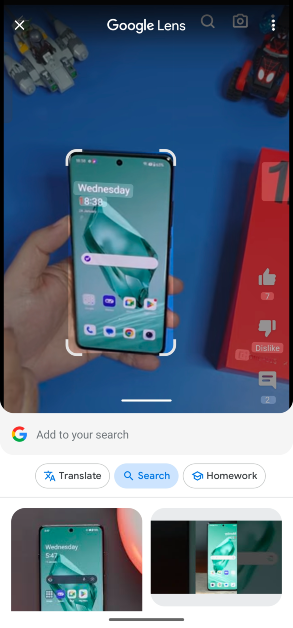 Step 4: Google Lens will scan the page for searchable objects. Crop the window around a particular entry to search for it.