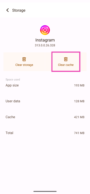 Step 4: Hit Clear Cache. how to clear ghost notifications on instagram