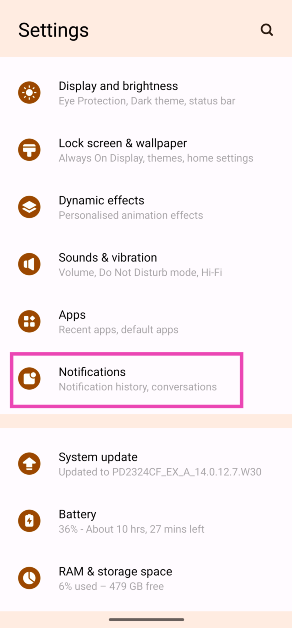 Step 1: Go to Settings and select Notifications.