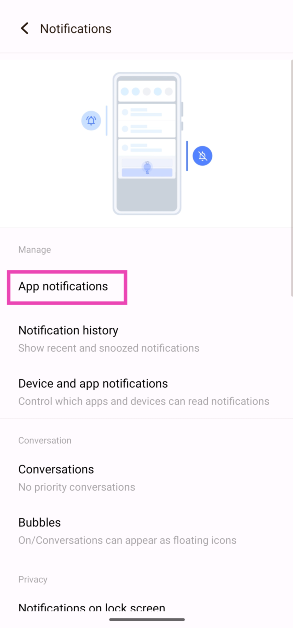 Step 2:  Tap on App Notifications.