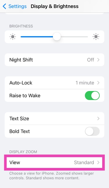 Step 2: Scroll down and select Display Zoom.