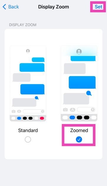 Step 3: Select Zoomed and hit Done.