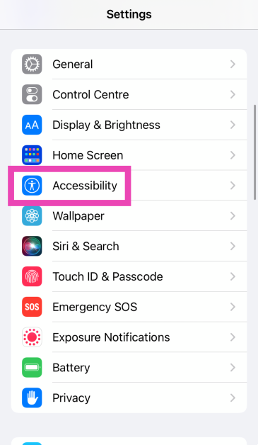 Step 1: Go to Settings and select Accessibility.