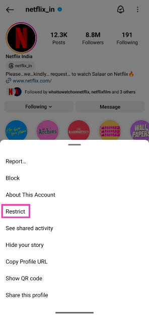 Step 4: Hit Restrict. block vs restrict instagram