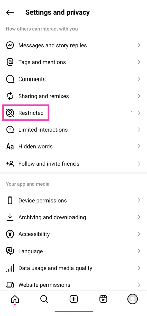 Step 5: Select Restricted.