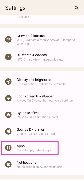 Step 1: Go to Settings and select Apps.