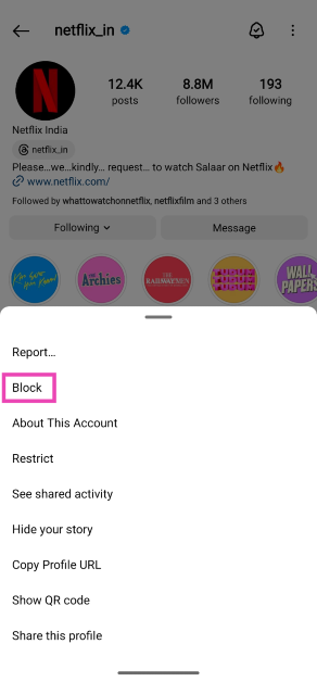 Step 3: Tap on Block.