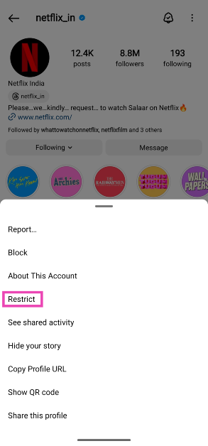 Step 2: Tap on Restrict.
