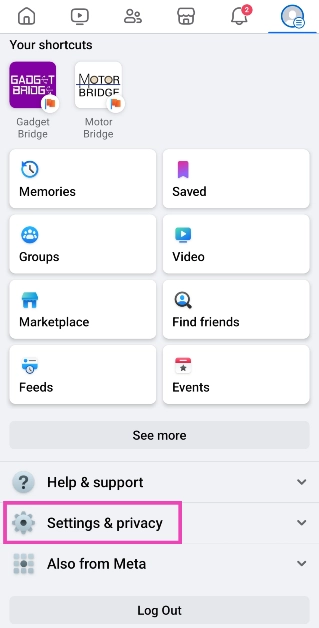 Step 3: Tap on Settings and privacy.