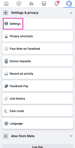 Step 4: Select Settings.