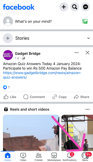 Step 2: Hit the Menu icon at the bottom right corner of the screen. How to disable Link History on Facebook? (Android and iOS)