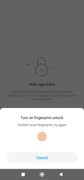 Step 5: Verify your identity using fingerprint or PIN and set up a pattern for the hidden folder.