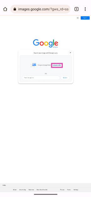 Step 4: Tap on Upload a file.