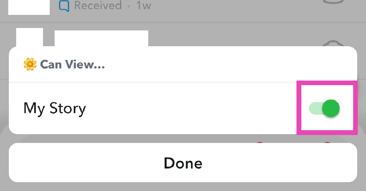 Step 4: Turn off the toggle switch for My Story.