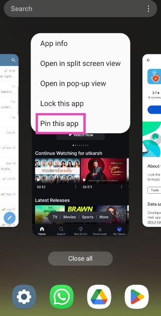 Step 6: Select Pin this app.