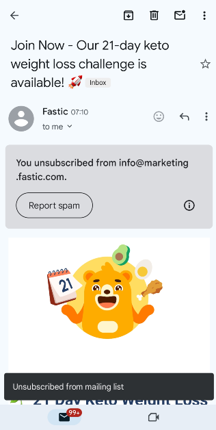 Step 5: You will be unsubscribed from the mailing list.