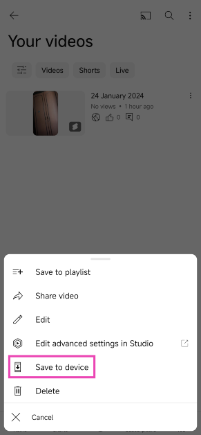 Step 4: Tap on Save to device.