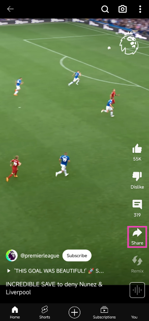 Step 1: Hit the Share button on the video.