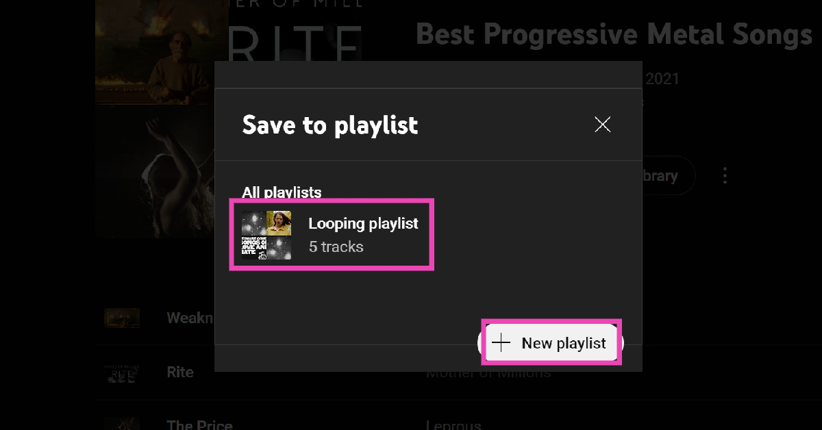 Step 6: Make a new playlist if you want to copy the contents or the current playlist. If you want to merge it with another playlist, select it from the list.