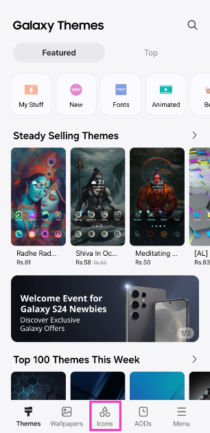 Step 2: Switch to the Icons tab.