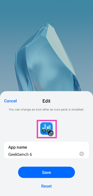 Step 3: Hit the app icon to select a different one from another icon pack.
