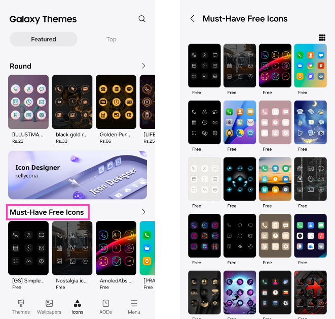 Step 3: Select an app icon pack from the list. You will find some free icon packs at the bottom of the list.
