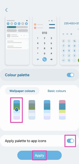 Step 4: Select a colour for the system and app icons.