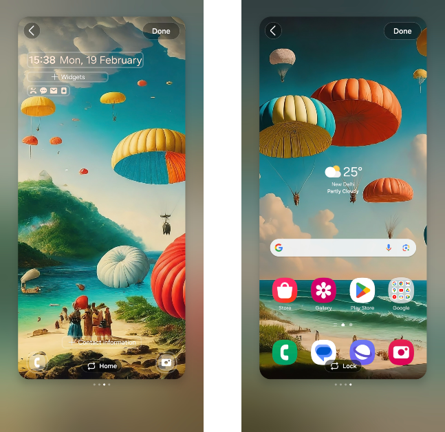 Step 11: Customise your lock screen and home screen by placing widgets, selecting the clock, and more. Swipe left or right to preview the other wallpapers. How to create Generative AI wallpapers on your Samsung Galaxy S24?