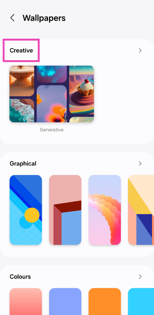 Step 3: Scroll down and select Creative.