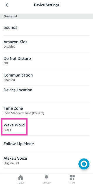 Step 5: Scroll down to the General section and select Wake Word.